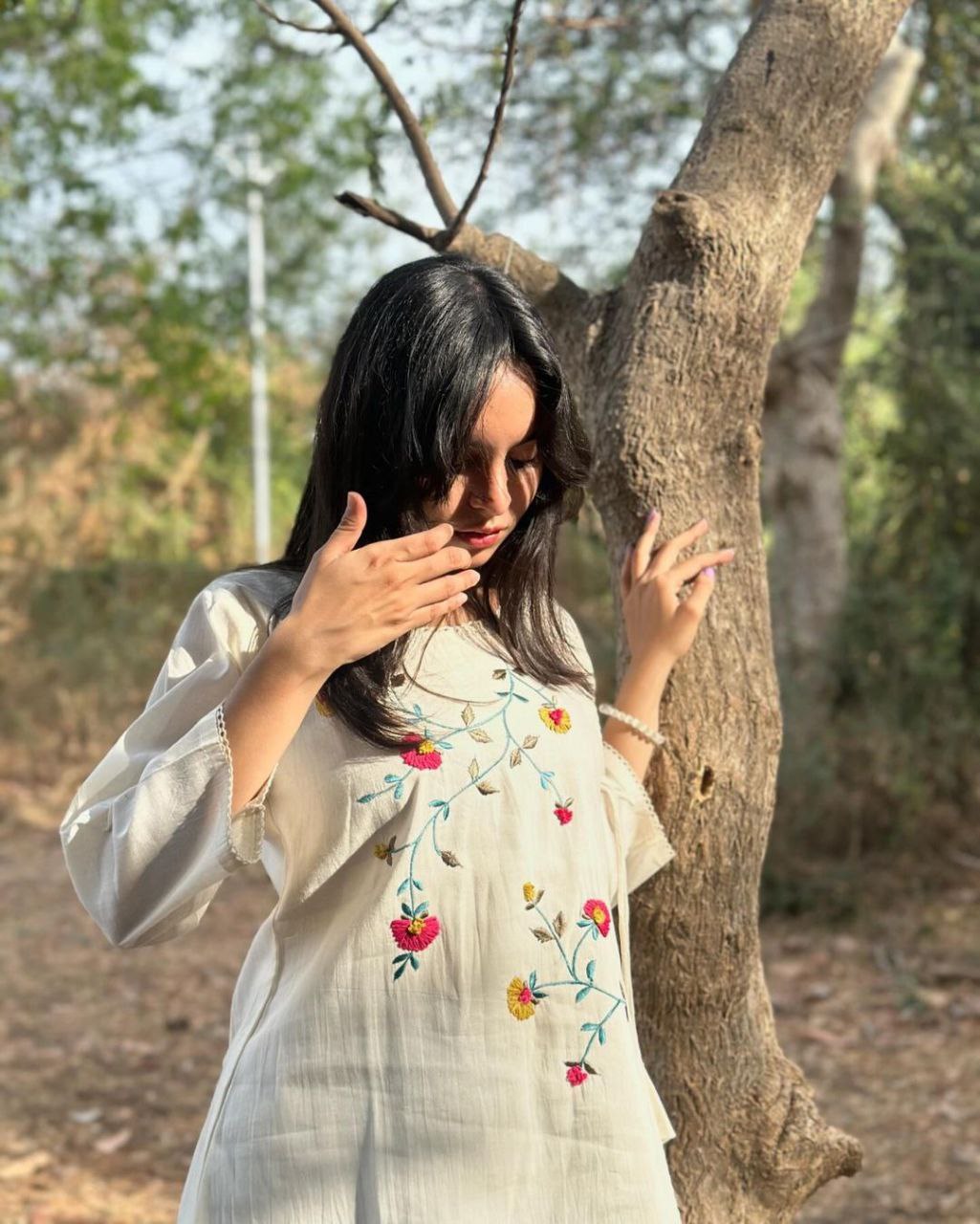 Embroidered Khadi Cotton Summer Top